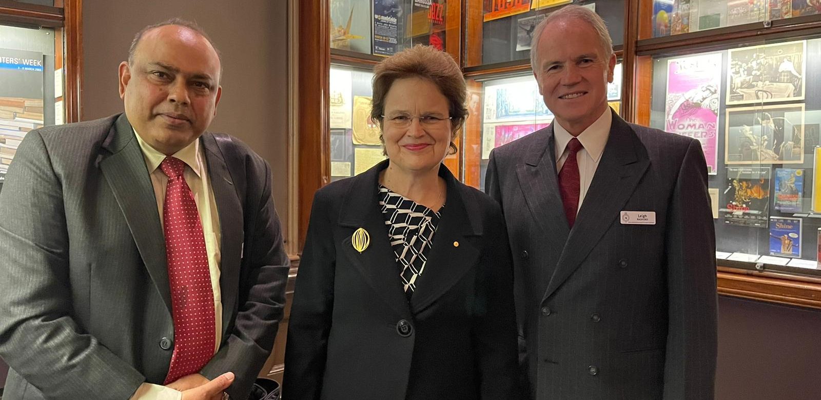 From left RGSSA Councillor Dr Younus, honourable Governor General of South Australia Frances Adamson and RGSSA President Leigh Radford OAM