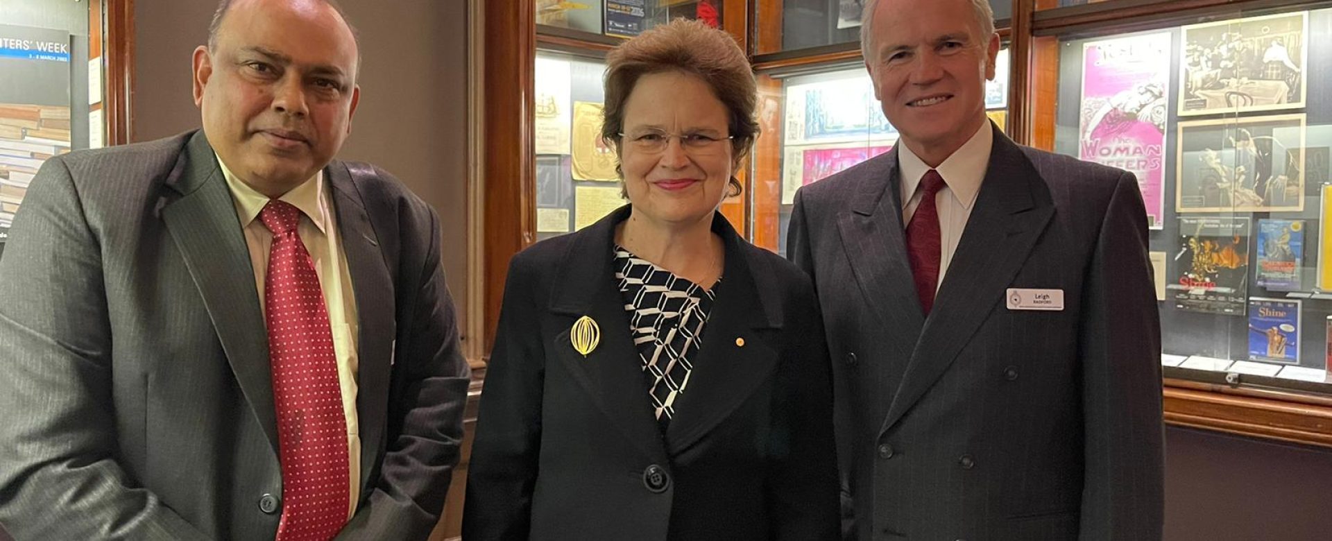 From left RGSSA Councillor Dr Younus, honourable Governor General of South Australia Frances Adamson and RGSSA President Leigh Radford OAM